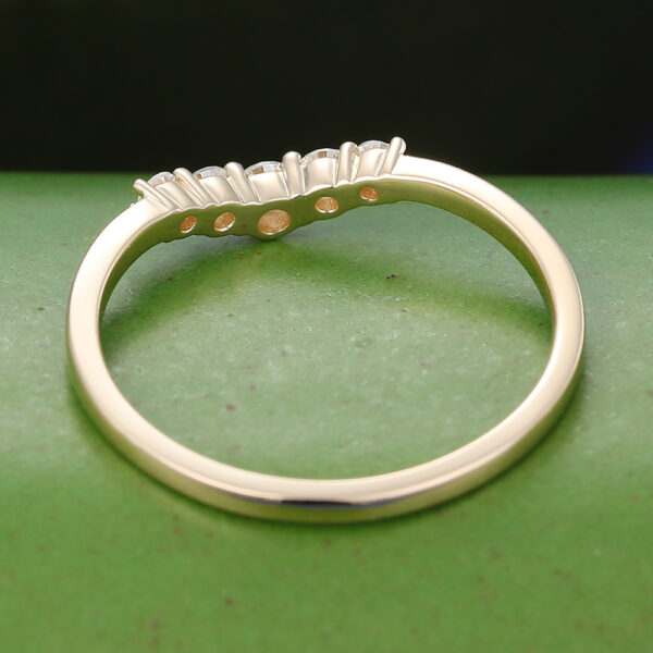 Gardensring Yellow Gold Moissanite Curved Wedding Band-5