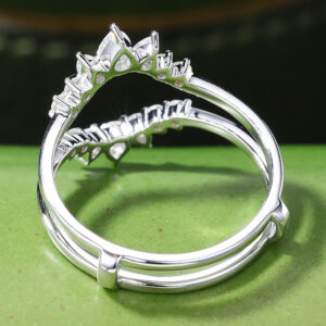 Gardensring White Gold Double Moissanite Curved Wedding Band -4