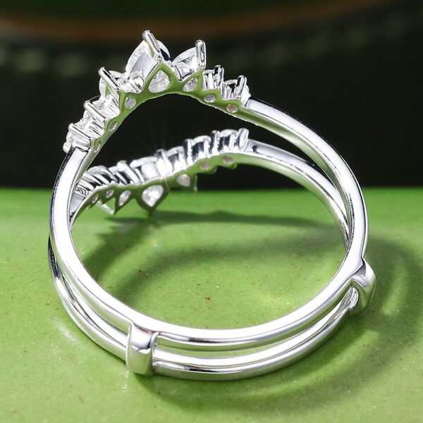 Gardensring White Gold Double Moissanite Curved Wedding Band -4