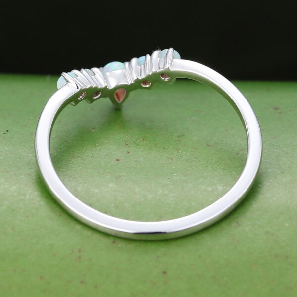 Gardensring White Gold Pear Cut Opal Curved Wedding Band-5