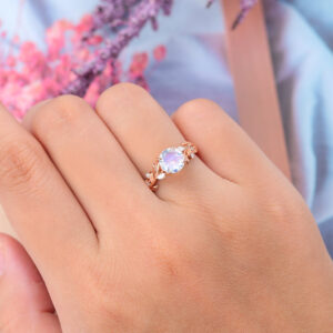 Gardensring Unique Moonstone Rose Gold Engagement Ring